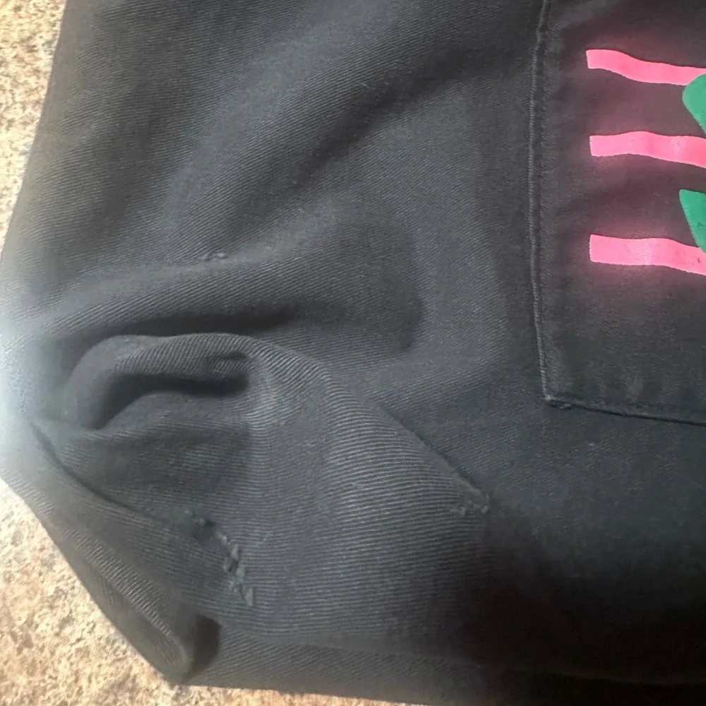 Esprit Vintage Tote Bag Black Multicolor Esprit Logo Front Pocket Handles Casual - Picture 11 of 14